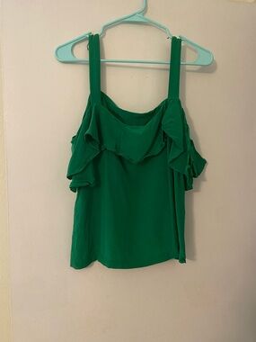 J. Crew Green Ruffle Cold-Shoulder Camisole